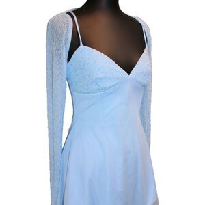 Oh Polly Blue Embellished Long Sleeve Mini Dress US 6